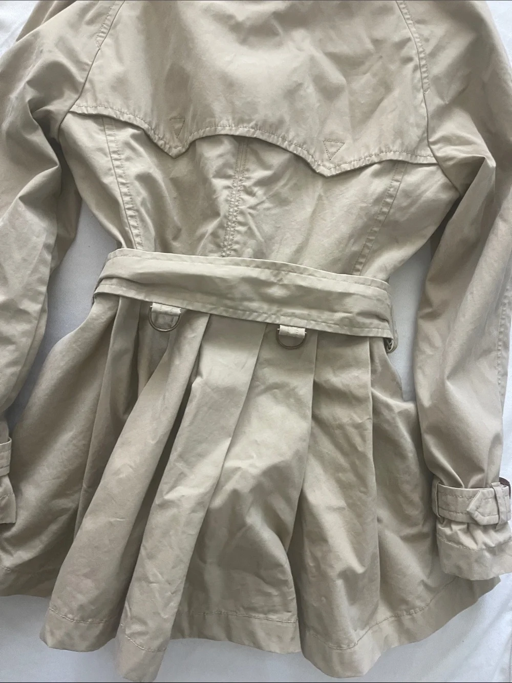 Ralph Lauren Girls Size 8 Beige Double-Breasted Trench Coat with Belt